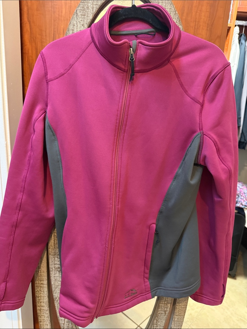 L.L. Bean Girls Pink and Gray Softshell Jacket